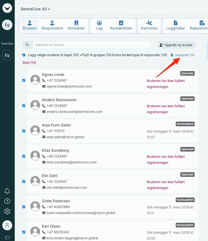 Eksporter bruker norsk