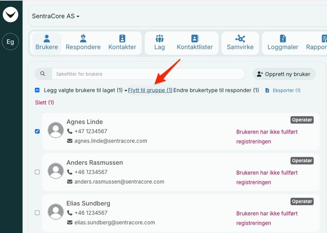 Flytt bruker til gruppe