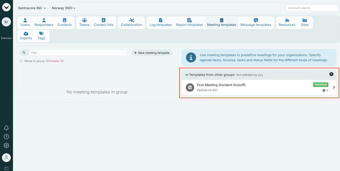 Global meeting template from other group