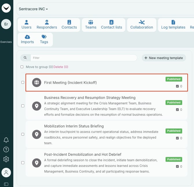 Global meeting template