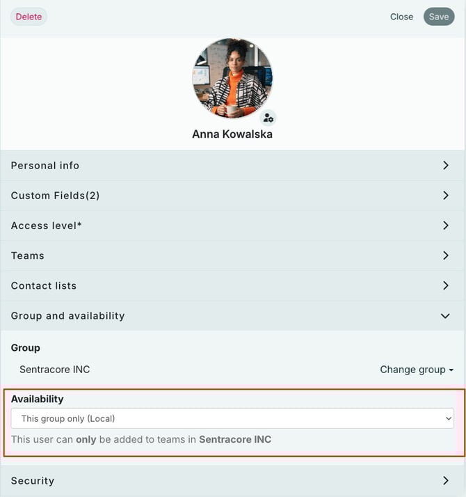 SELECT AVAILABILITY USER
