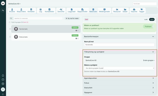 Tilknytning og synlighet alternativer