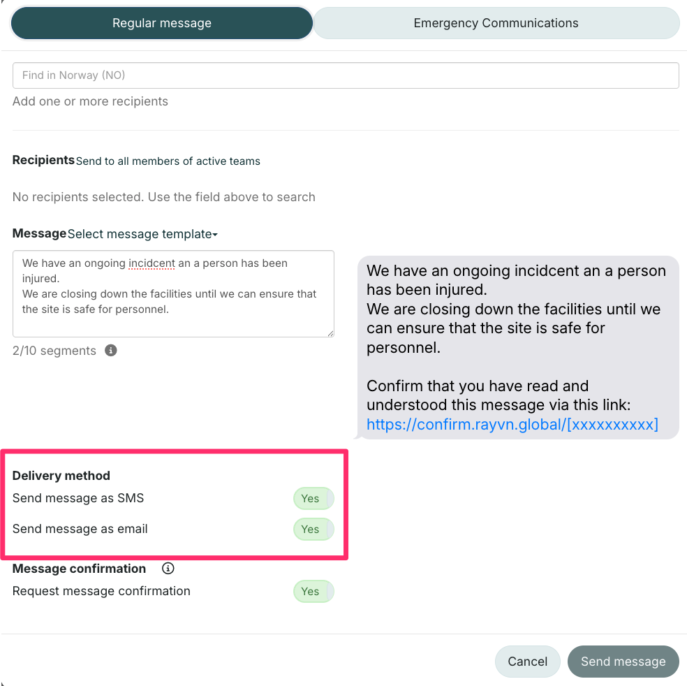 How to use message confirmation