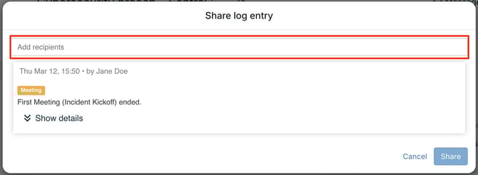 add recipients share log entry