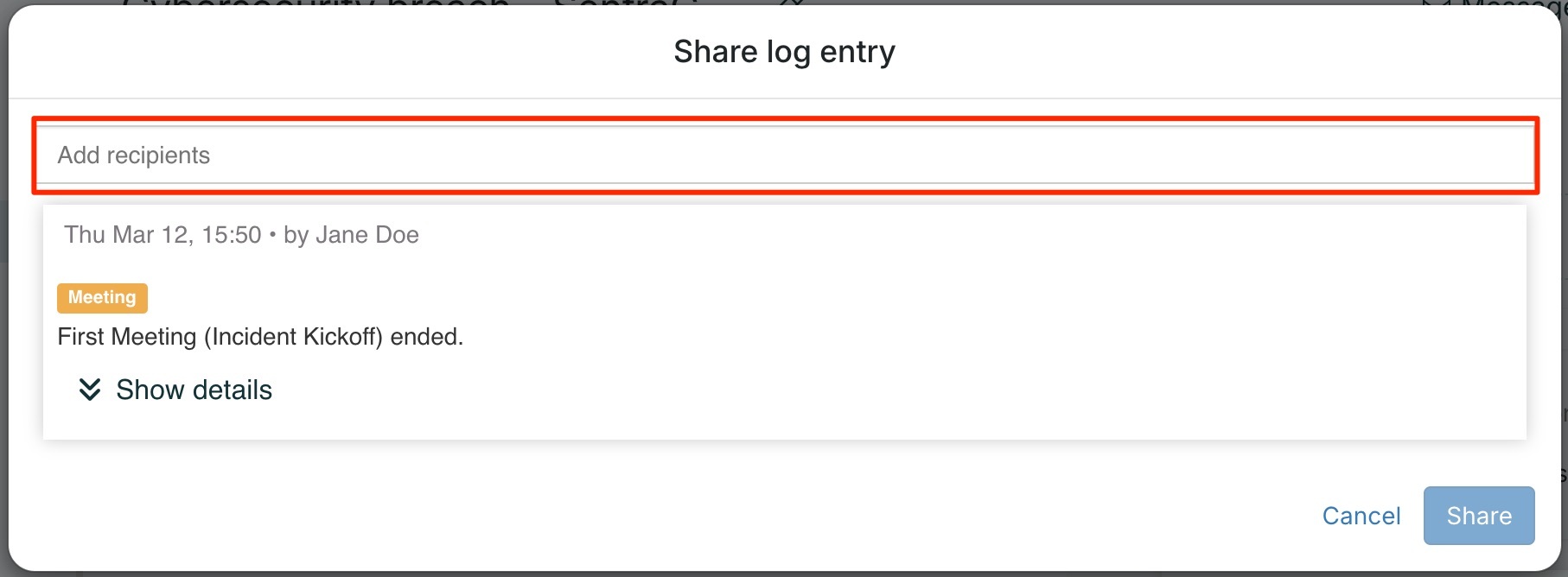 Share Log In Share a log entry